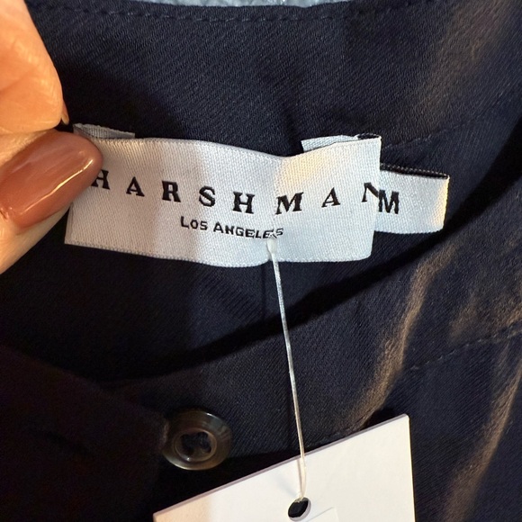 NWT Harshman Ornella Tunic Navy Blue Long Sleeve Mandarin Collar Button Down top - Picture 7 of 10